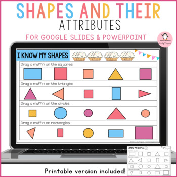 Preview of 2D Shapes and their attributes worksheets Google Slide, PowerPoint, Printable