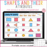2D Shapes and their attributes worksheets Google Slide, Po