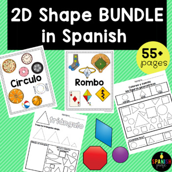 Bundle de trabajos 2D y 3D| 2D & 3D shape worksheets in English and Spanish