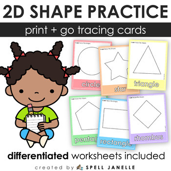Preview of 2D Shapes Tracing Activity with Worksheets for PreK/Preschool Special Ed