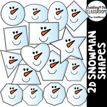 Preview of 2D Snowman Shapes Clipart {2D Shapes Holiday Clipart}