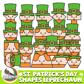 Preview of 2D St. Patrick's Day Shapes Leprechaun Clipart Color Blackline Tracing