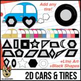 2D Shapes: Tires and Cars Clip Art