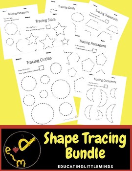 Preview of 2D Tracing Shapes Printable Worksheets (PreK-2nd)