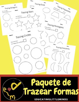 Bundle de trabajos 2D y 3D| 2D & 3D shape worksheets in English and Spanish