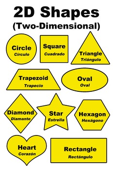 Preview of 2D Two-Dimensional Shapes Poster/Handout - English and Spanish