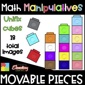Preview of 2D Unifix Cubes ❤️Digital Movable Clip Art❤️