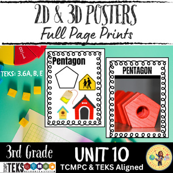Preview of 2D and 3D Figures Full Page Posters- 3rd Grade TCMPC Unit 10