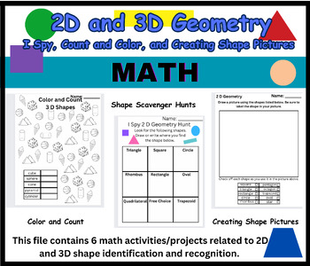 Preview of 2D and 3D Geometry Shape Identification Projects and Activities