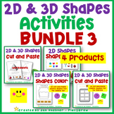 2D and 3D SHAPES ACTIVITIES Preschool Kindergarten BUNDLE