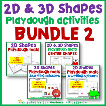 Preview of 2D and 3D SHAPES PLAYDOUGH ACTIVITIES Preschool Kindergarten BUNDLE 2