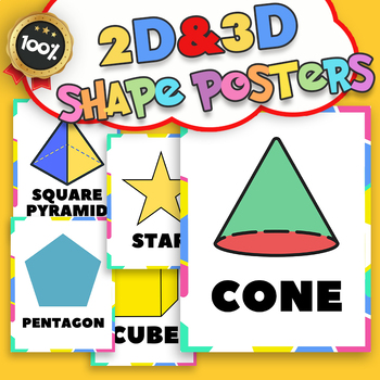 Preview of 2D and 3D Shape|2d shapes and 3d shapes|Shape Recognition|Classroom Decor