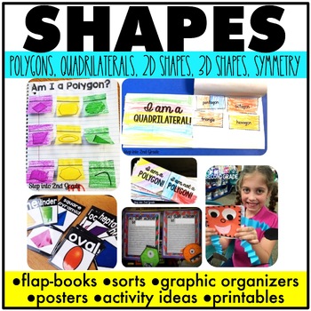 Preview of 2D and 3D Shape Activities, Printables, Flapbooks, with Shape Posters & Area