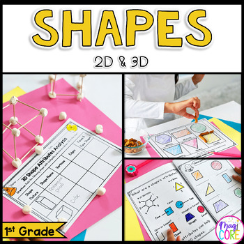 Preview of 2D and 3D Shape Attributes 1st Grade Math 1.G.A.1 - MA.1.GR.1.1 Worksheets Unit