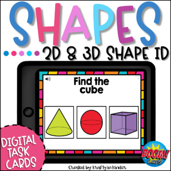 Preview of 2D and 3D Shape Boom Cards Shape Sort Math Boom Cards for K and First Grade
