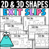 2D and 3D Shape Exit Slips Exit Tickets Assessment Quick Check