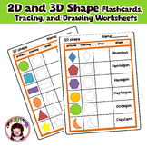 2D and 3D Shape Flashcards, Tracing, and Drawing Worksheets