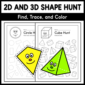 Preview of 2D and 3D Shape Hunt - Find, Trace, and Color