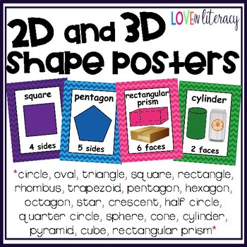 2D and 3D Shape Posters by LOVE in Literacy | Teachers Pay Teachers