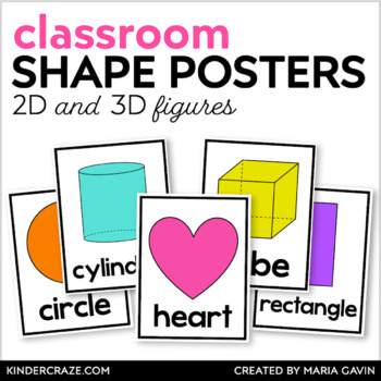 Preview of 2D and 3D Shape Posters - Bright Rainbow Classroom Decor - Math Bulletin Board
