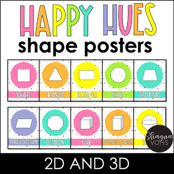 Preview of 2D and 3D Shape Posters - Happy Hues Bright