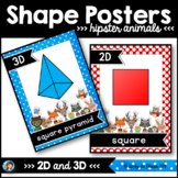 2D and 3D Shape Posters Hipster Animals Classroom Decor