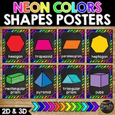 2D and 3D Shape Posters NEON AND CHALKBOARD Classroom Decor