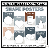 2D and 3D Shape Posters | Neutral Classroom Decor for Shap