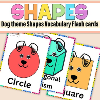 Preview of 2D and 3D Shape Posters  |Shape Geometry Flashcards | Classroom Decor Dog theme