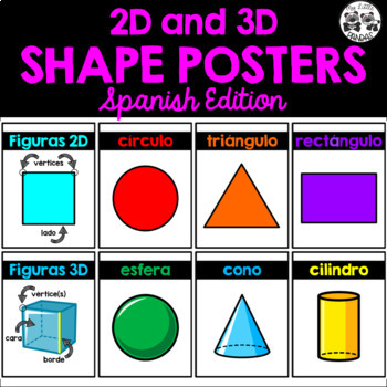 Bundle de trabajos 2D y 3D| 2D & 3D shape worksheets in English and Spanish