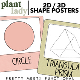 2D and 3D Shape Posters for Math - Editable - Boho Plant Decor