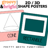 2D and 3D Shape Posters for Math - Editable - Bright Retro Decor