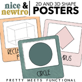 2D and 3D Shape Posters for Math in Boho Retro Theme
