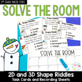 2D and 3D Shape Riddles 2nd Grade Task Cards Solve the Roo