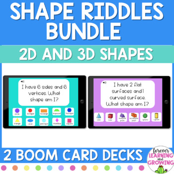 Preview of 2D and 3D Shape Riddles Boom Cards Bundle for Geometry