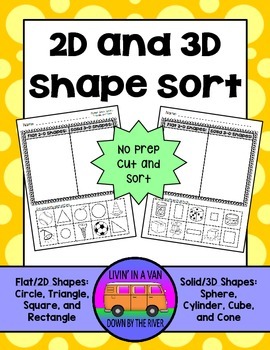 Preview of 2D and 3D Shapes Sort - Worksheets and EASEL Activities