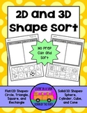2D and 3D Shapes Sort - Worksheets and EASEL Activities