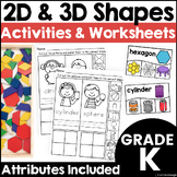 2D and 3D Shapes Worksheets and Activities for Kindergarte