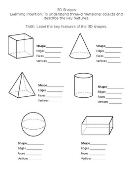 Preview of 2D and 3D Shape Worksheet