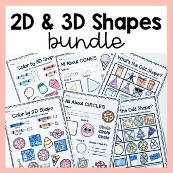 Preview of 1st Grade 2D And 3D Shapes Worksheets Bundle - 2D And 3D Shapes Assessment