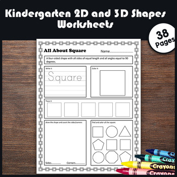 Preview of 2D and 3D Shape Worksheets for Preschool-Kindergarten: Shape Identify & Geometry