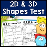 2D and 3D Shapes Assessment | 2D and 3D Shapes Tests | 2 p