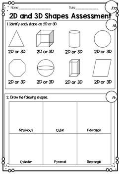 2d and 3d shapes assessment by miss leasks love of learning tpt