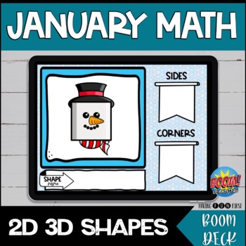 Preview of 2D and 3D Shapes Attributes | Digital Math Centers | JANUARY | BOOM Cards