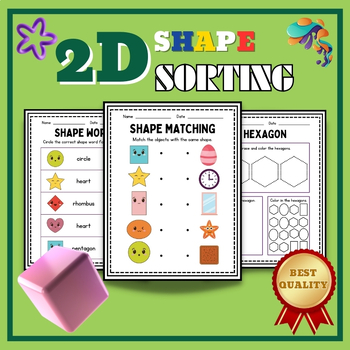 Preview of 2D and 3D Shapes Attributes Worksheets For Pre k ,1st, 2nd Grade NO PREP