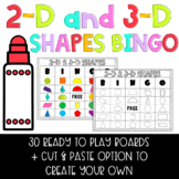 2D and 3D Shapes Objects Bingo Boards