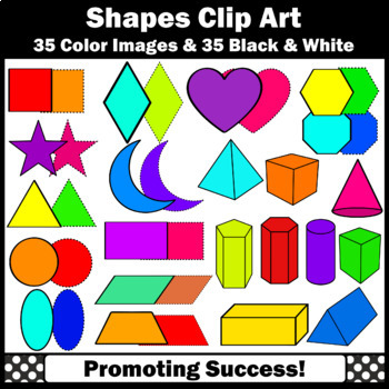 Preview of 2D and 3D Shapes Clip Art Geometry Math Clipart Square Circle Rectangle Cone