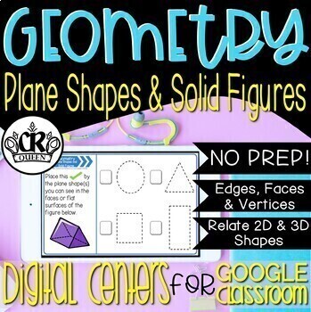Preview of 2D and 3D Shapes Digital Activities for Google Classroom with Easel Assessment