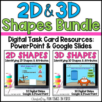 Preview of 2D and 3D Shapes and Attributes Digital Bundle - Google Slides and PowerPoint