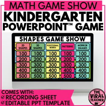 Preview of 2D and 3D Shapes Kindergarten Math Review Game Show using PowerPoint™